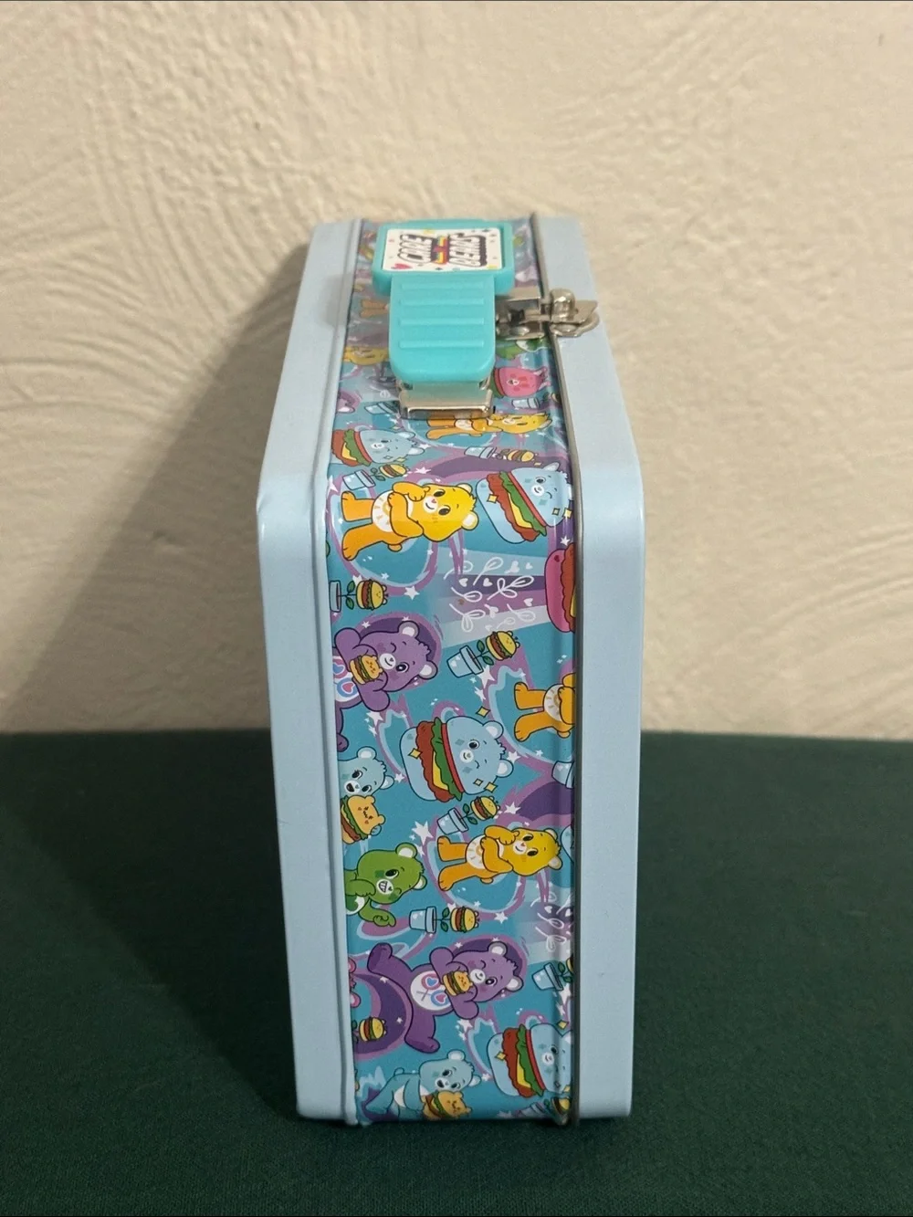 Care Bears Light Blue Metal Lunchbox with Multicolor Characters